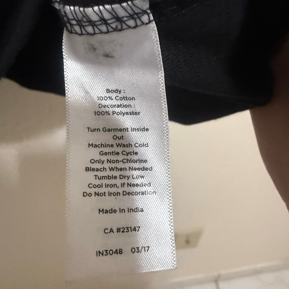 Talbots‎ Black Cotton Embroidered Boho Split Neck Tie Top Medium IN3048 - Picture 7 of 9